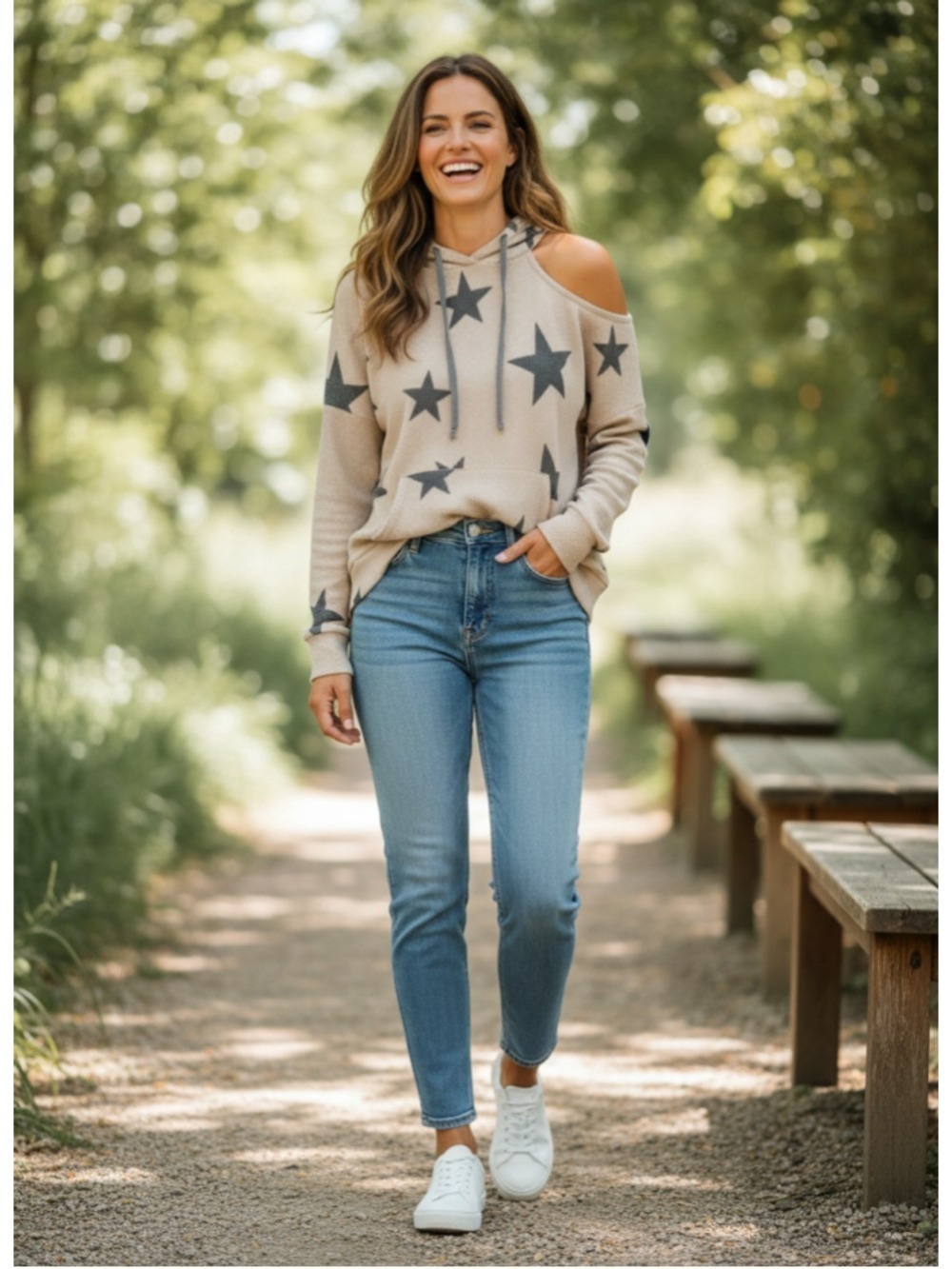 Twenty Second One Sided Cold Shoulder Hoodie Size L (PTP 23-25”)